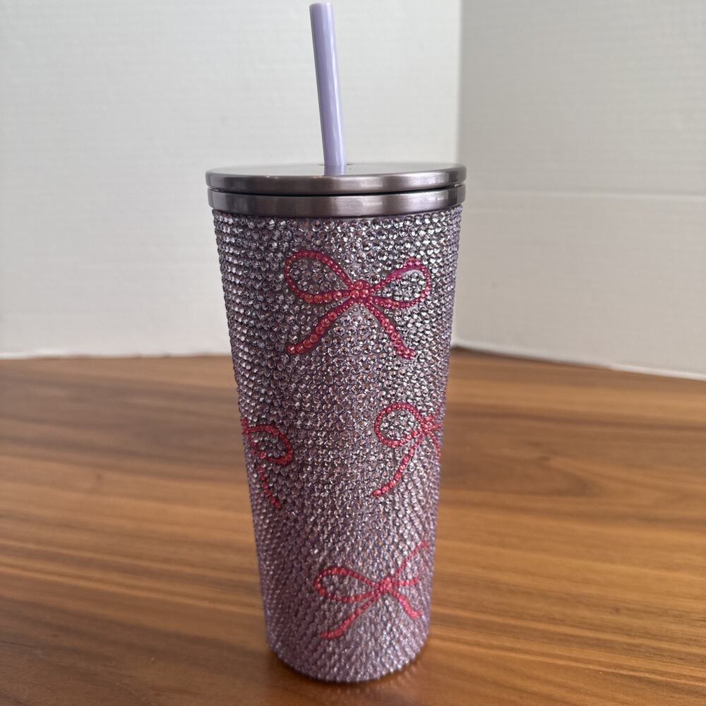 NEW HYDRAPEAK Viral Limited Rhinestones Lavender Purple Pink Bows Tumbler